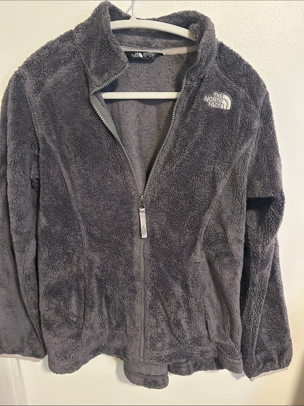 The North Face girls Charcoal Plush Teddy Fleece Jacket